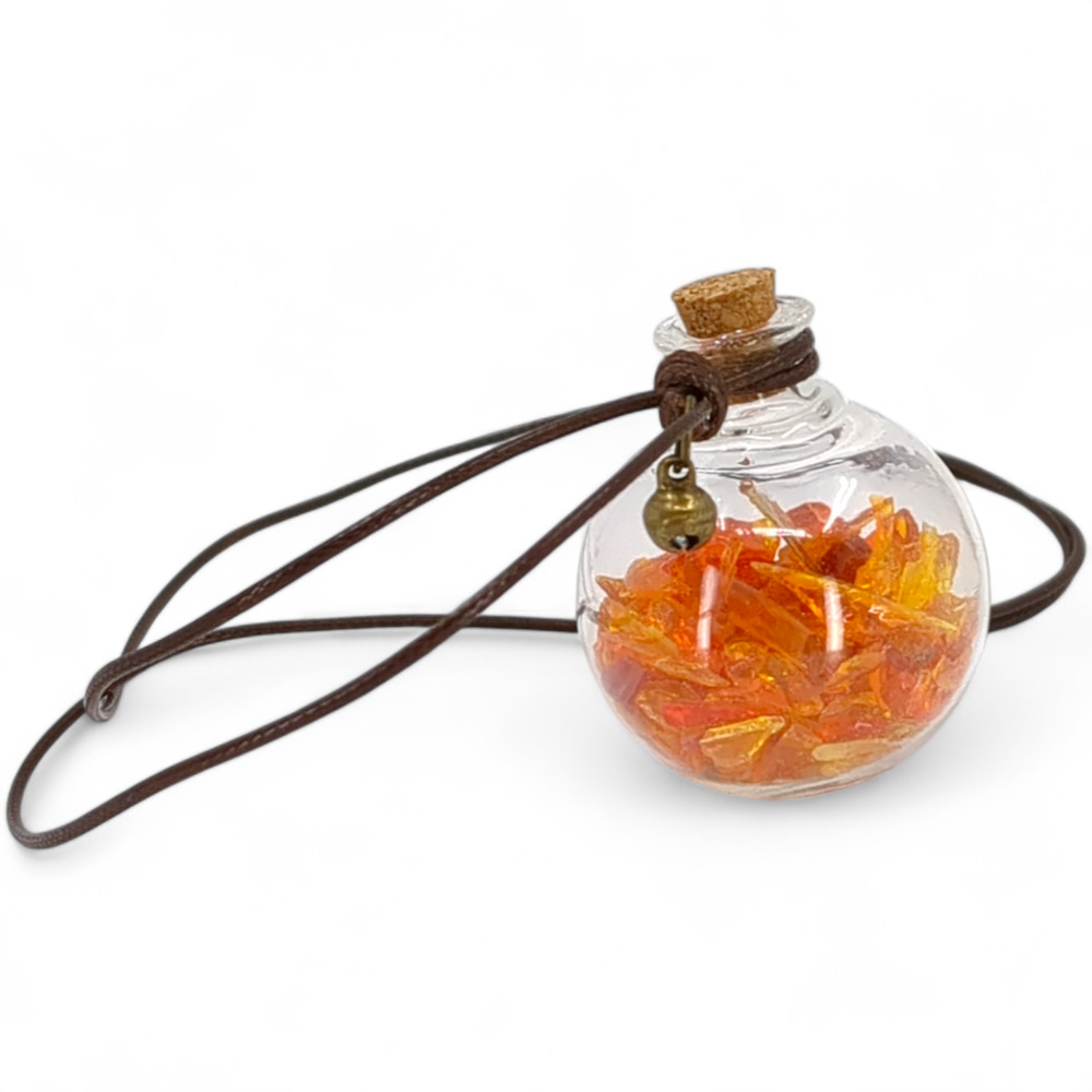 Amberina Glass Shard Globe Glowing Car Charm Suncatcher Wish‎ Bottle Handmade